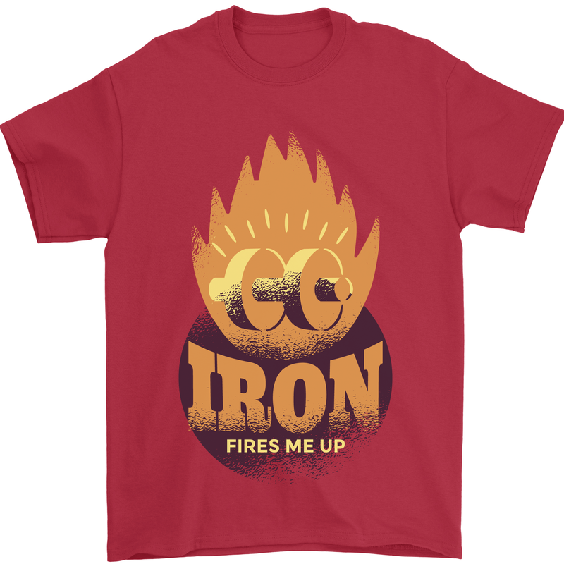 Iron Fires Me Up Gym Bodybuilding Mens T-Shirt 100% Cotton Red