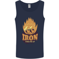 Iron Fires Me Up Gym Bodybuilding Mens Vest Tank Top Navy Blue