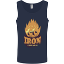 Iron Fires Me Up Gym Bodybuilding Mens Vest Tank Top Navy Blue