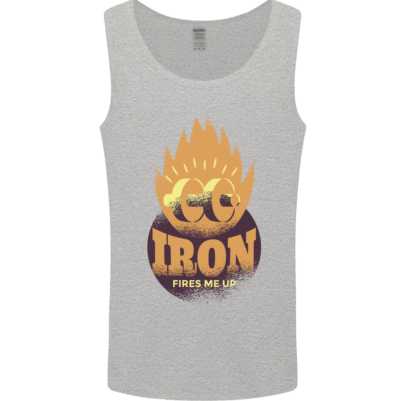 Iron Fires Me Up Gym Bodybuilding Mens Vest Tank Top Sports Grey