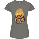 Iron Fires Me Up Gym Bodybuilding Womens Petite Cut T-Shirt Charcoal