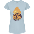 Iron Fires Me Up Gym Bodybuilding Womens Petite Cut T-Shirt Light Blue