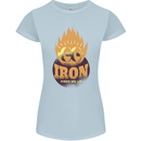Iron Fires Me Up Gym Bodybuilding Womens Petite Cut T-Shirt Light Blue