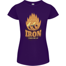 Iron Fires Me Up Gym Bodybuilding Womens Petite Cut T-Shirt Purple