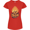 Iron Fires Me Up Gym Bodybuilding Womens Petite Cut T-Shirt Red