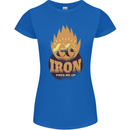 Iron Fires Me Up Gym Bodybuilding Womens Petite Cut T-Shirt Royal Blue