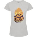 Iron Fires Me Up Gym Bodybuilding Womens Petite Cut T-Shirt Sports Grey