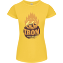 Iron Fires Me Up Gym Bodybuilding Womens Petite Cut T-Shirt Yellow
