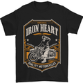 Iron Heart Biker Motorcycle Motorbike Mens T-Shirt Cotton Gildan Black
