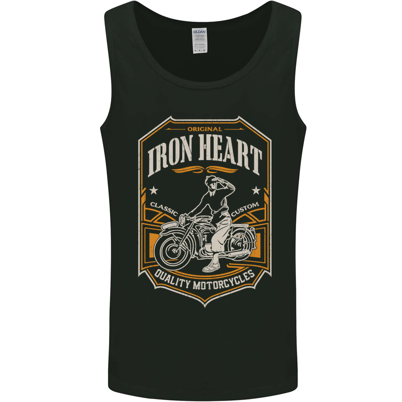 Iron Heart Biker Motorcycle Motorbike Mens Vest Tank Top Black