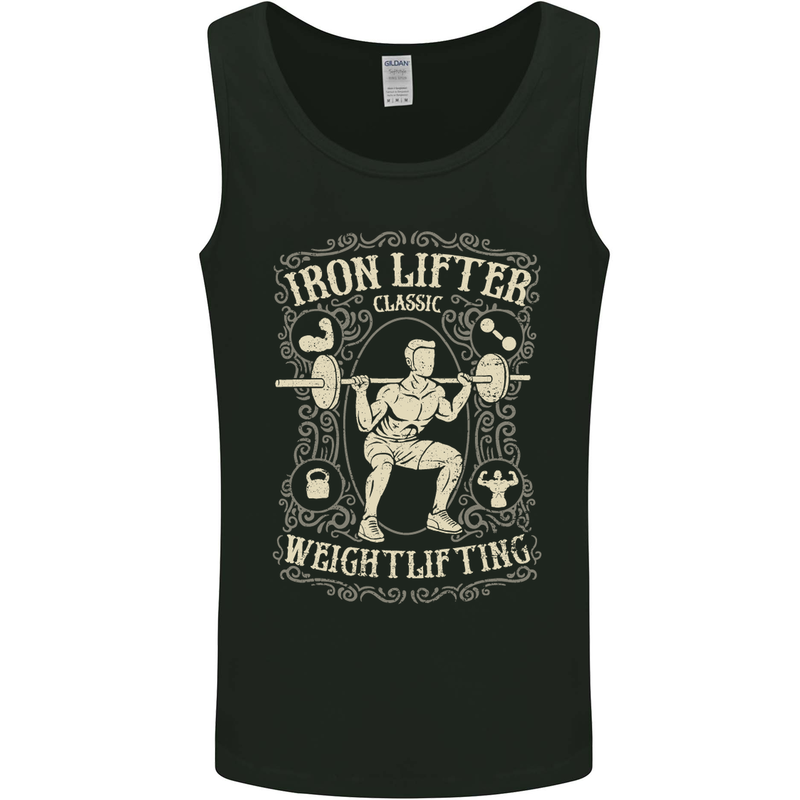 Iron Lifter Gym Bodybuilding Training Top Mens Vest Tank Top Black