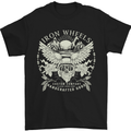 Iron Wheels Biker Motorcycle Motorbike Mens T-Shirt Cotton Gildan Black