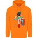 Ironing Superhero Funny Childrens Kids Hoodie Orange