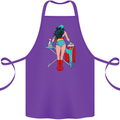 Ironing Superhero Funny Cotton Apron 100% Organic Purple