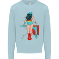 Ironing Superhero Funny Kids Sweatshirt Jumper Light Blue