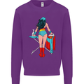 Ironing Superhero Funny Kids Sweatshirt Jumper Purple