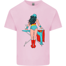 Ironing Superhero Funny Kids T-Shirt Childrens Light Pink