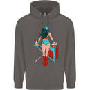 Ironing Superhero Funny Mens 80% Cotton Hoodie Charcoal