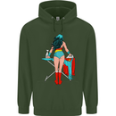 Ironing Superhero Funny Mens 80% Cotton Hoodie Forest Green