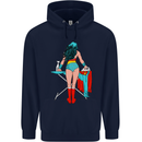 Ironing Superhero Funny Mens 80% Cotton Hoodie Navy Blue