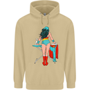 Ironing Superhero Funny Mens 80% Cotton Hoodie Sand