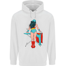 Ironing Superhero Funny Mens 80% Cotton Hoodie White
