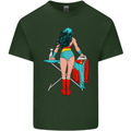 Ironing Superhero Funny Mens Cotton T-Shirt Tee Top Forest Green