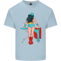 Ironing Superhero Funny Mens Cotton T-Shirt Tee Top Light Blue