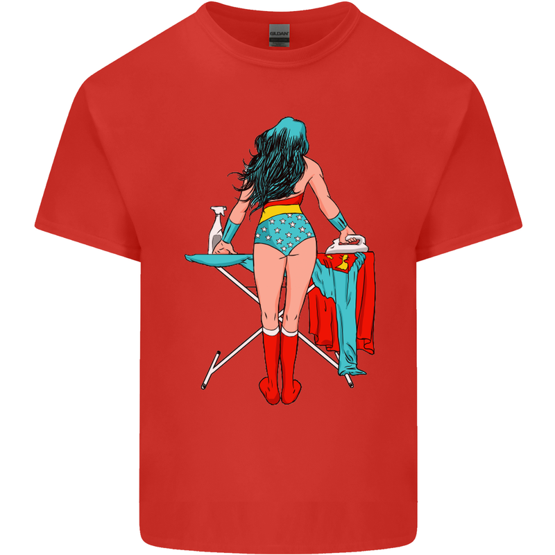 Ironing Superhero Funny Mens Cotton T-Shirt Tee Top Red