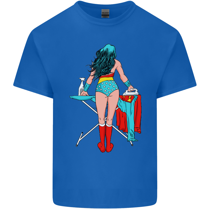Ironing Superhero Funny Mens Cotton T-Shirt Tee Top Royal Blue