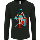 Ironing Superhero Funny Mens Long Sleeve T-Shirt Black