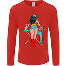 Ironing Superhero Funny Mens Long Sleeve T-Shirt Red