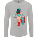 Ironing Superhero Funny Mens Long Sleeve T-Shirt Sports Grey