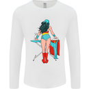 Ironing Superhero Funny Mens Long Sleeve T-Shirt White