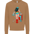 Ironing Superhero Funny Mens Sweatshirt Jumper Caramel Latte