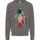 Ironing Superhero Funny Mens Sweatshirt Jumper Charcoal