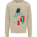 Ironing Superhero Funny Mens Sweatshirt Jumper Sand