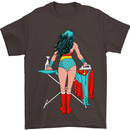 Ironing Superhero Funny Mens T-Shirt Cotton Gildan Dark Chocolate