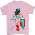 Ironing Superhero Funny Mens T-Shirt Cotton Gildan Light Pink