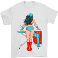 Ironing Superhero Funny Mens T-Shirt Cotton Gildan White