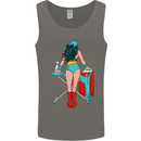 Ironing Superhero Funny Mens Vest Tank Top Charcoal