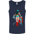 Ironing Superhero Funny Mens Vest Tank Top Navy Blue