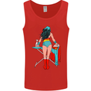 Ironing Superhero Funny Mens Vest Tank Top Red