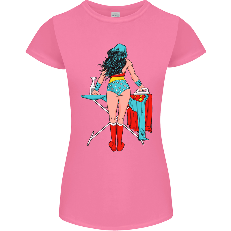 Ironing Superhero Funny Womens Petite Cut T-Shirt Azalea