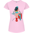Ironing Superhero Funny Womens Petite Cut T-Shirt Light Pink