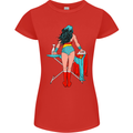Ironing Superhero Funny Womens Petite Cut T-Shirt Red