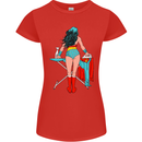Ironing Superhero Funny Womens Petite Cut T-Shirt Red