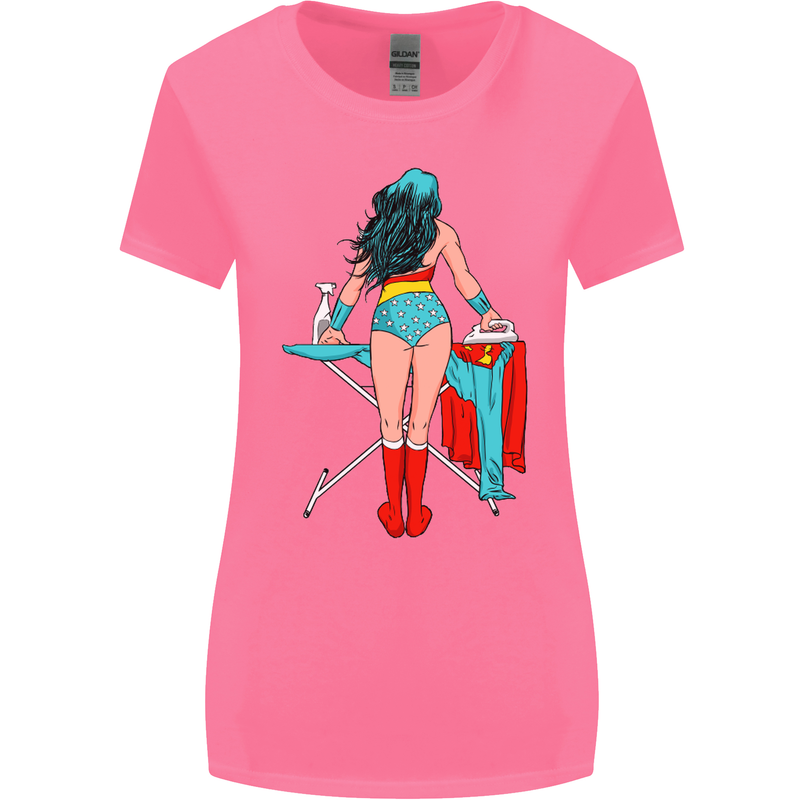 Ironing Superhero Funny Womens Wider Cut T-Shirt Azalea