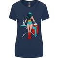 Ironing Superhero Funny Womens Wider Cut T-Shirt Navy Blue