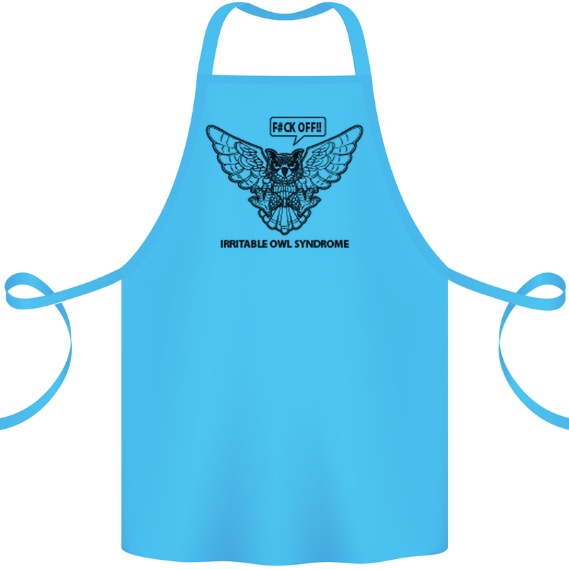 Irritable Owl Syndrome Bowel IBS Funny Cotton Apron 100% Organic Turquoise